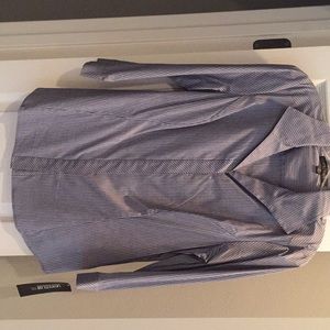 Lafayette navy/silver button down blouse